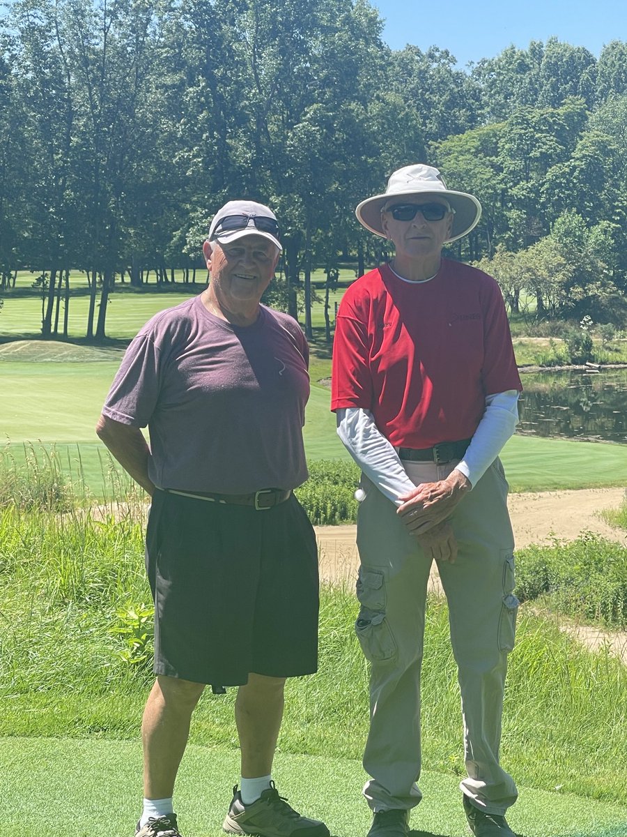 These two caddies from Dunes Club are a combined….166 years old. 

Joe on the left is 87, Harvey on the right is 78, both caddie five days a week.