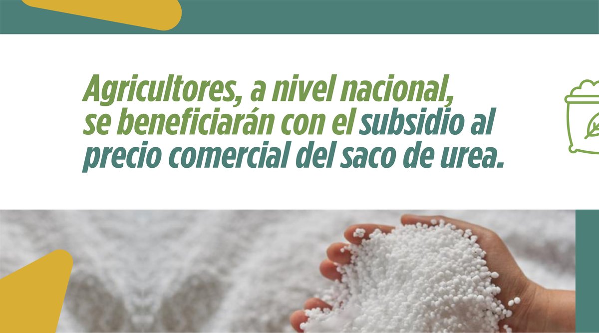 AgriculturaEc's tweet photo. Pequeños agricultores se beneficiarán con el subsidio del 50% en el precio del saco de urea, como parte de los incentivos para el agro, dispuestos por el Presidente @LassoGuillermo.

#JuntosPorElAgro https://t.co/0va94CalVY