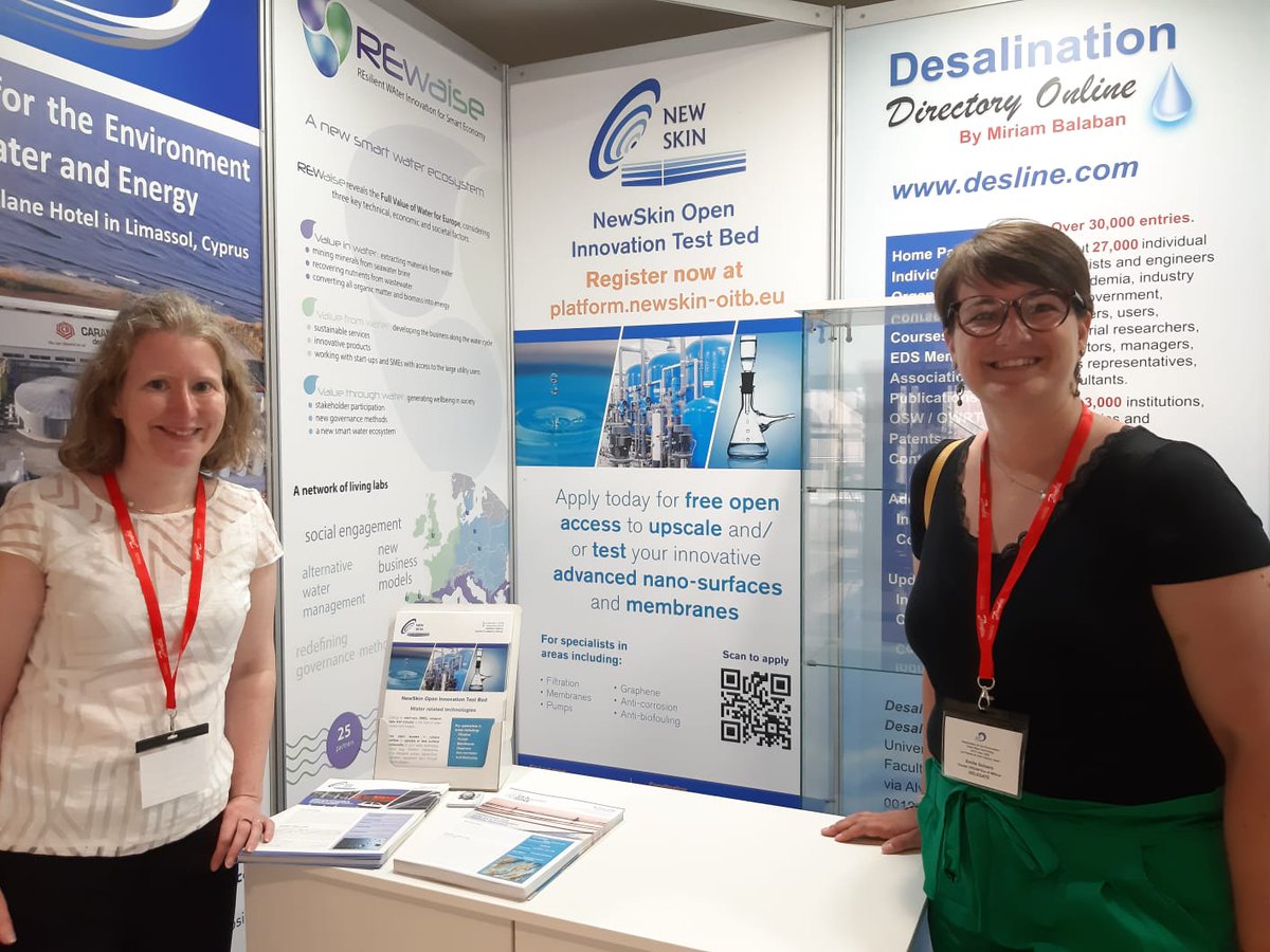 NewSkinOITB's tweet photo. Visit us at the @EDSdesal booth in the lobby. Or catch any of the team talks:
⬢Núria 324 -Session 5
⬢Carlos 331 -Session 6
⬢Carlos 332 -Session 10
⬢David 252 -Session 18
#H2020 #OITB #Wastewater #Plasma #functionalisation #membranes #desalination #pumps #filtering #Fouling https://t.co/7s0qVBh5Tz