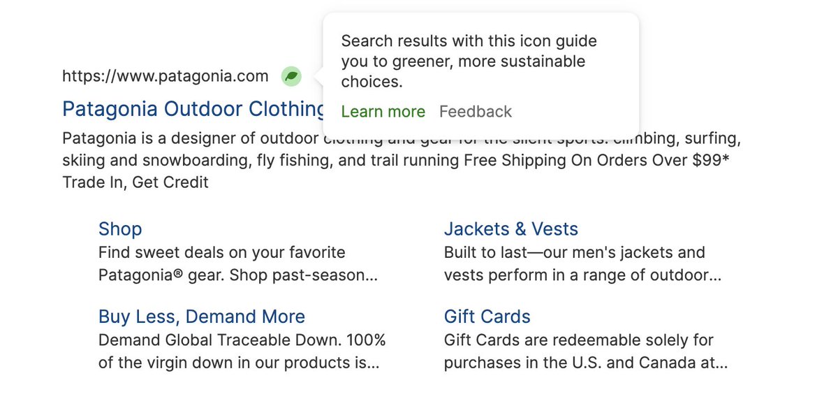 ecosia's tweet photo. You shouldn’t have to read through hundreds of pages of reports to know which companies are climate-friendly — we’re here to make it easy for you. We show a coal icon next to search results of the most polluting companies, and a green leaf for planet-friendly results https://t.co/NVKpgPNBx3