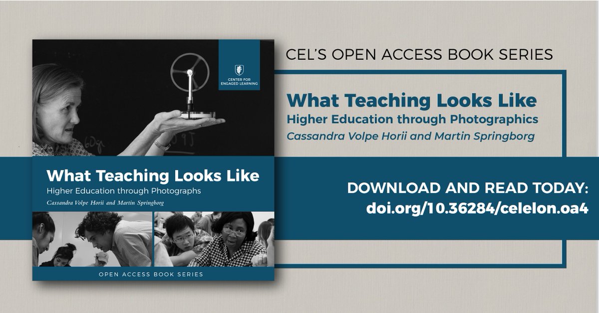 Now available! A new #OpenAccess book by @cvhorii and @springphoto, a photographic exploration of teaching & learning, filled with insights about the state of higher ed and an argument for the integration of photographs in educational change efforts. https://t.co/QVt168qDVa