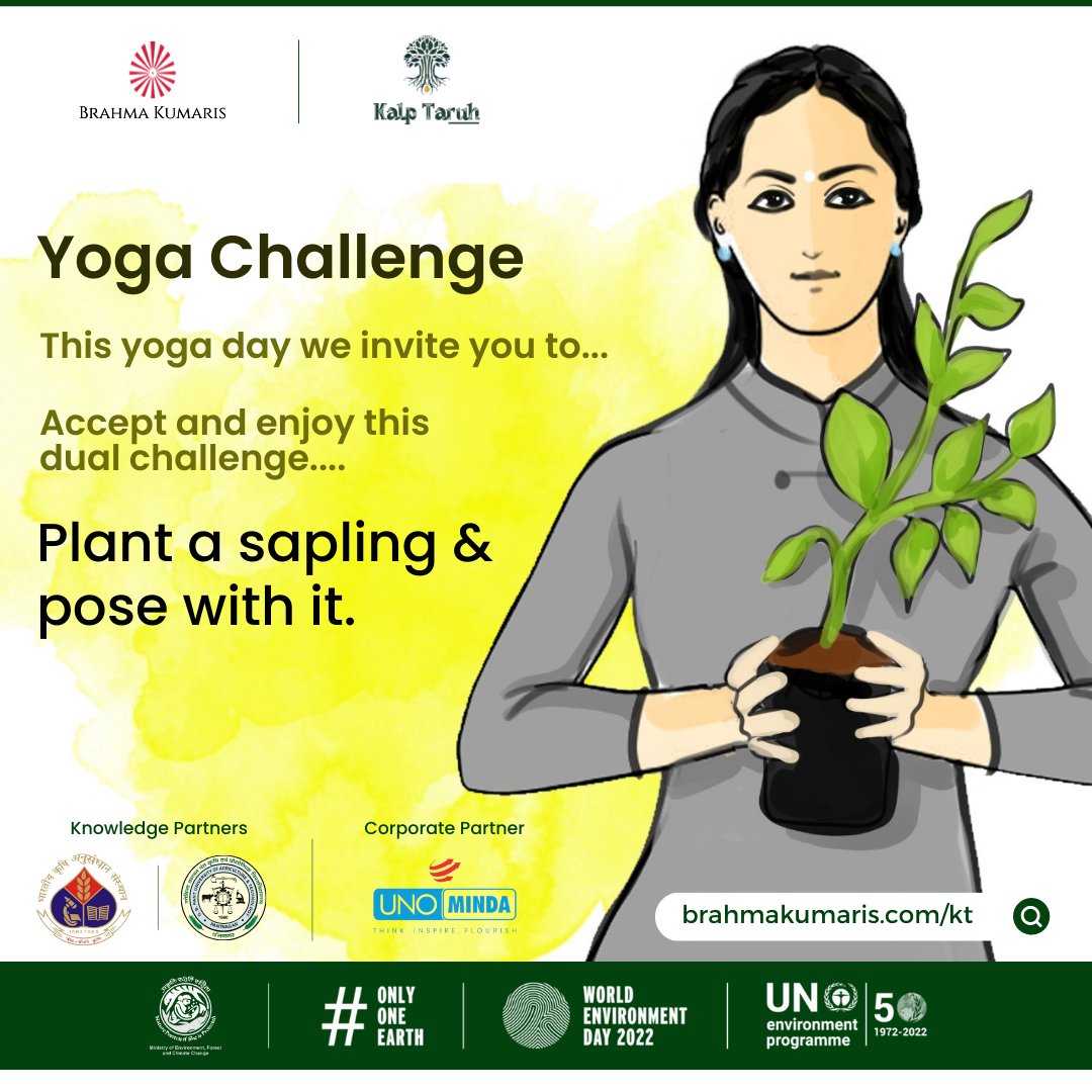 kalptaruh's tweet photo. If you accept this challenge…
To meet this challenge all you have to do is record your video doing the tree pose (vrikshasana) and click a picture of you posing with the sapling that you have planted. Then, post it on comment on Instagram @kalptaruh @BrahmaKumaris 

#challenge https://t.co/Ms1TkkZEaU