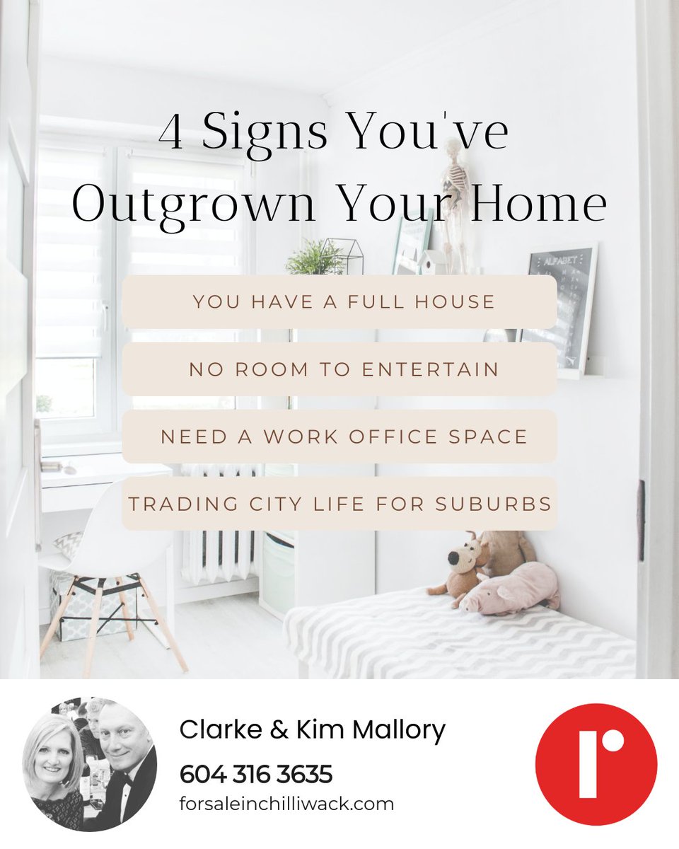 2amazingagents's tweet photo. Here are some tell-tale signs you may have outgrown your current home. If you agree with any of these statements, it's time to list your home and find you a new one that fits your needs. Send a DM today to get started!

#RealEstate #NewHome #NewSpace #Homeowners #NewHomeowner https://t.co/FStQq4p6tR
