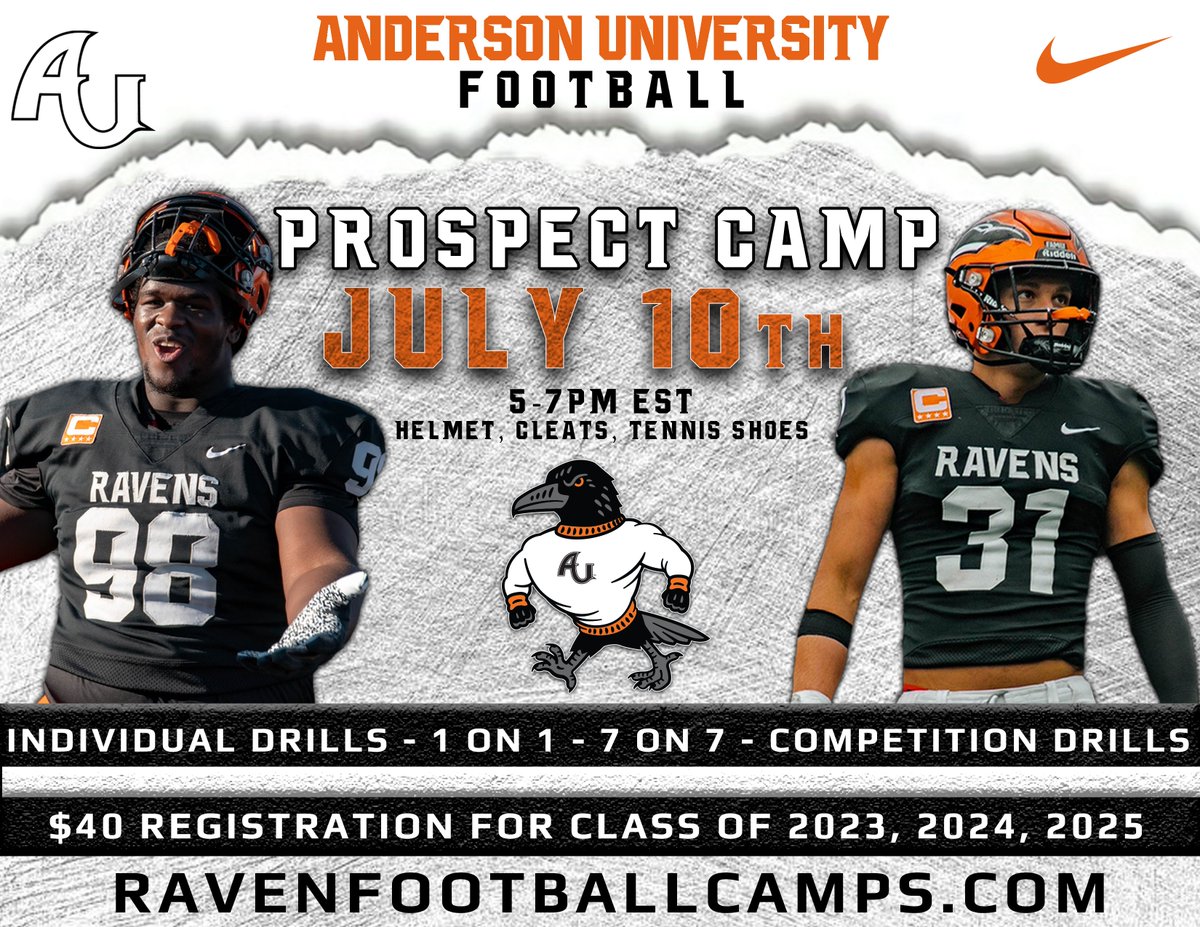 No testing or measurables taken! Different than any other camp. Straight BALL only. Come DEVELOP your skill set with extensive individual drills, COMPETE (1on1 and 7on7) and have FUN July 10th! Hope to see you there! Register at ravenfootballcamps.com #TheResurgence