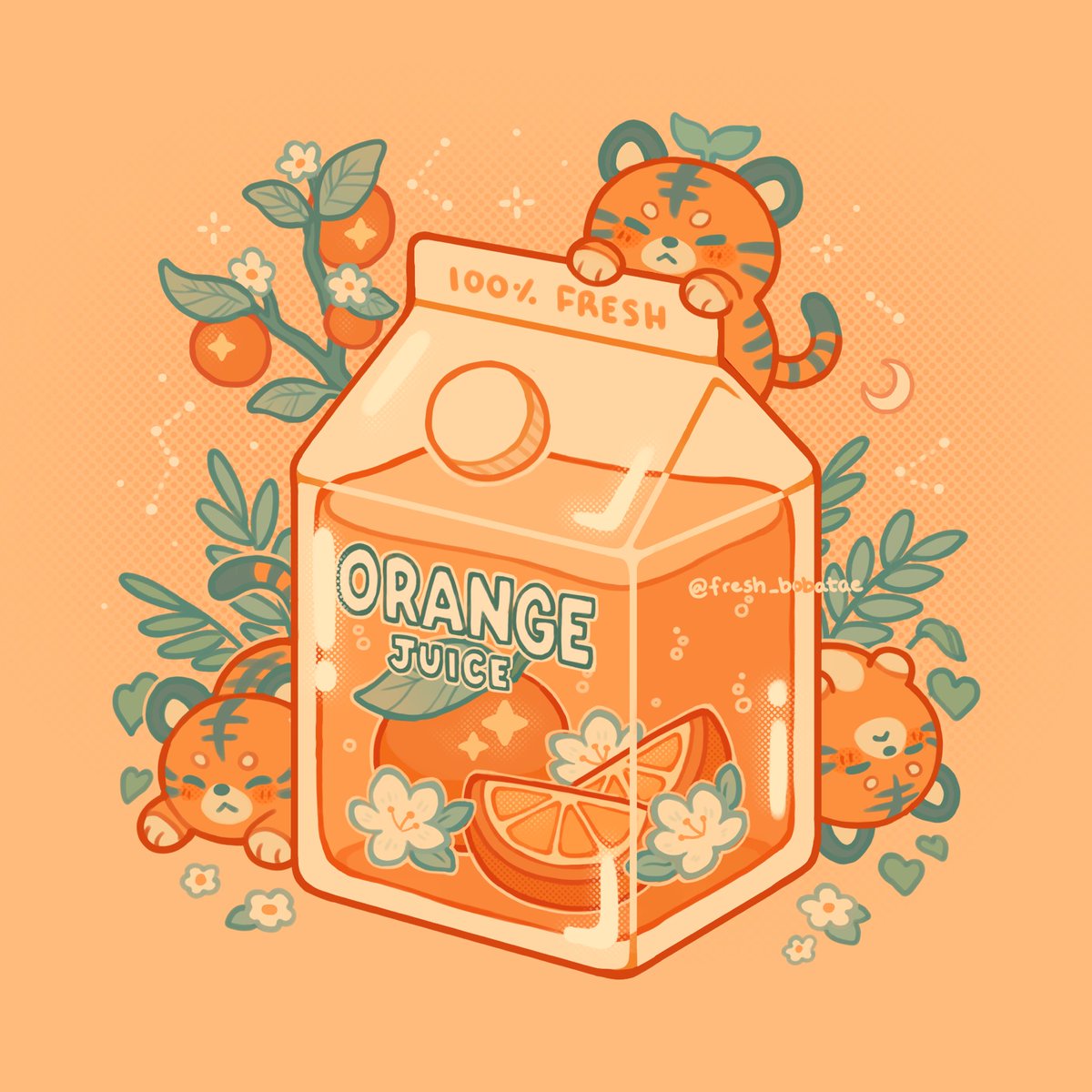 「Orange juice! 🍊 」|Emily 🍊🧡のイラスト