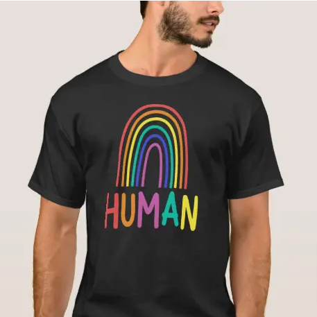 agmkart's tweet photo. HUMAN - LGBTQ PRIDE RAINBOW T-Shirt https://t.co/3tb5LTUh0L via @zazzle #Pride #Pride2022 #PrideMonth #PrideParade https://t.co/bQcD586WaT
