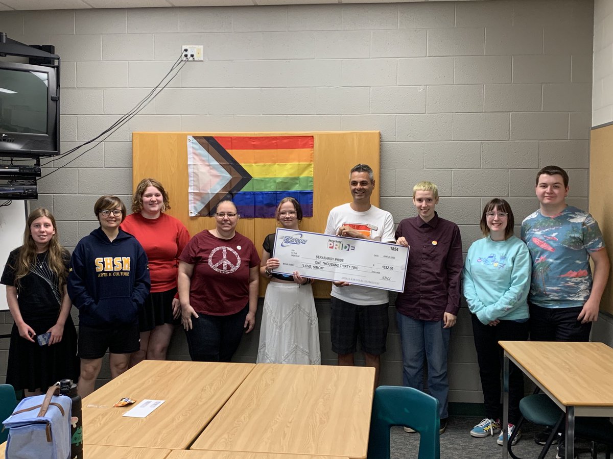 So proud of our Rainbow Alliance for running a movie day that was enjoyed by so many SDCI students and raising $1032 for Strathroy Pride in the process!