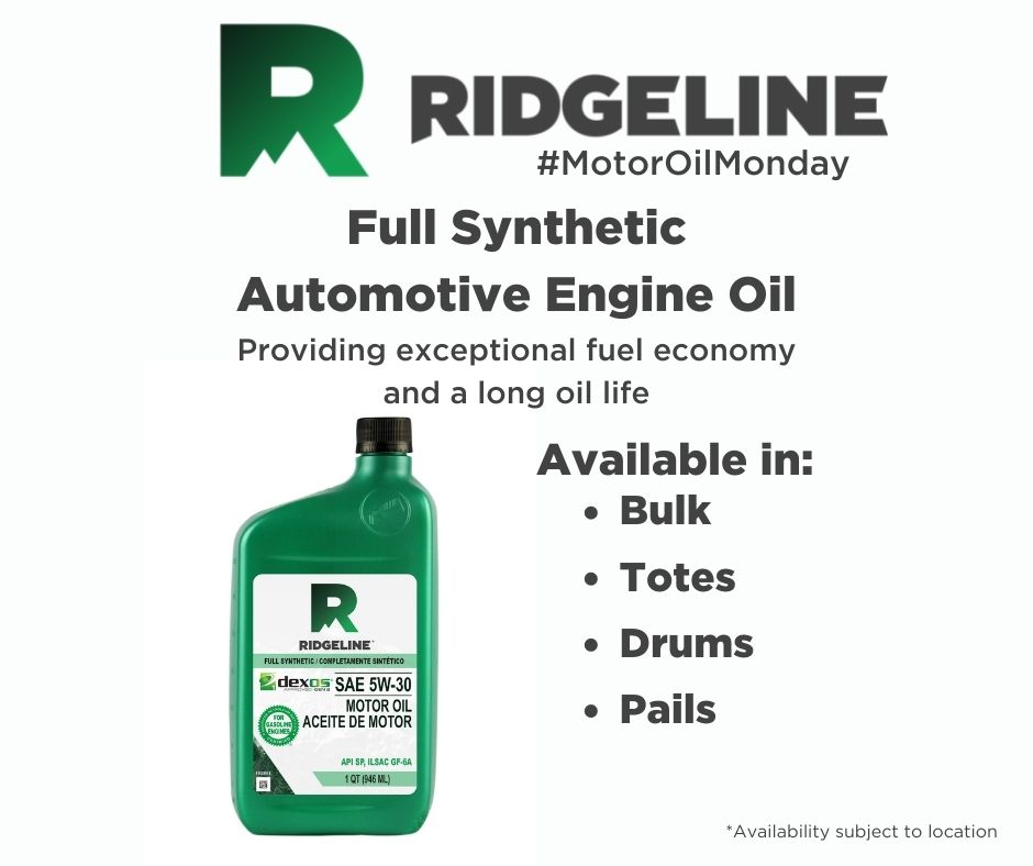 Meet our Full Synthetic automotive engine oils! They provide exceptional fuel economy and wear protection and a long oil life. #MotorOilMonday #AskForRidgeline