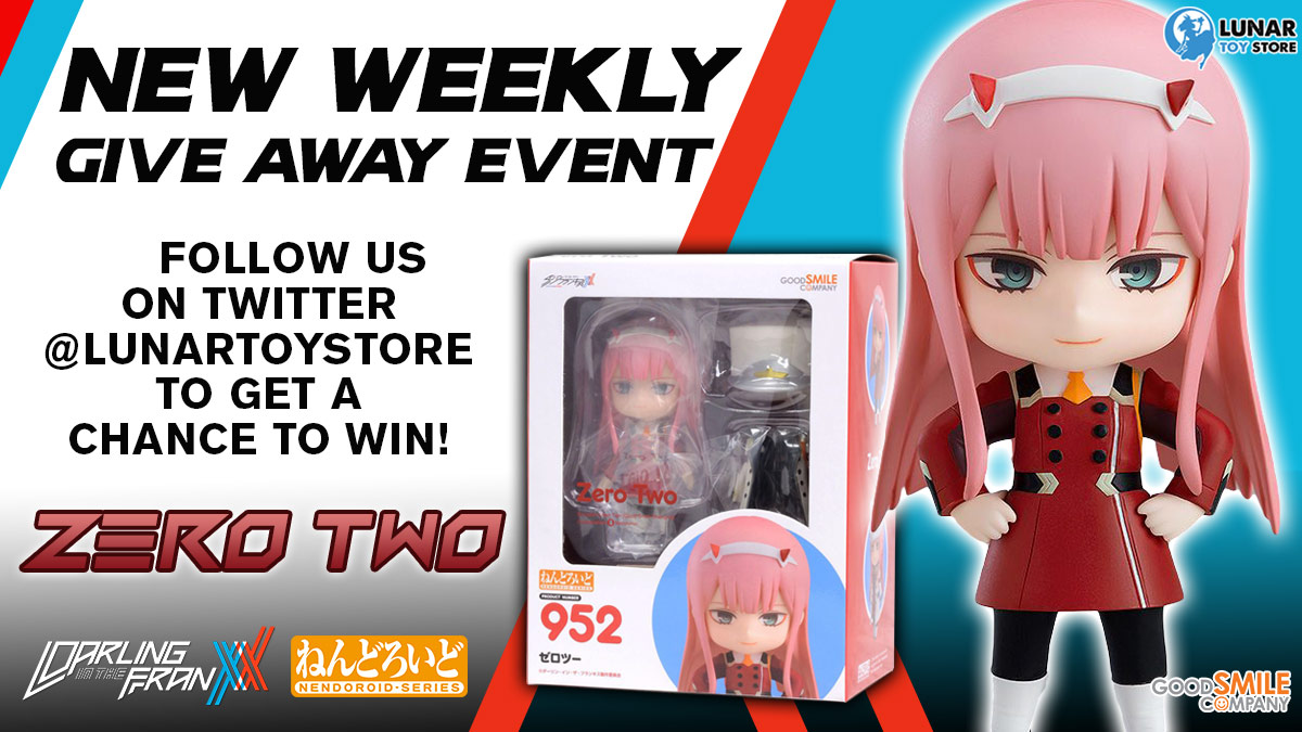 LunarToyStore's tweet photo. Our next giveaway is now live! This time we've got the absolutely darling Zero Two Nendoroid up for grabs! Entry period is from 6/20/22 2PM EST - 6/26/22 11:59PM EST

Rules and conditions: https://t.co/mgLrBwLf5e

#DarlinginthefranXX #zerotwo https://t.co/VUvSfyu0Ee