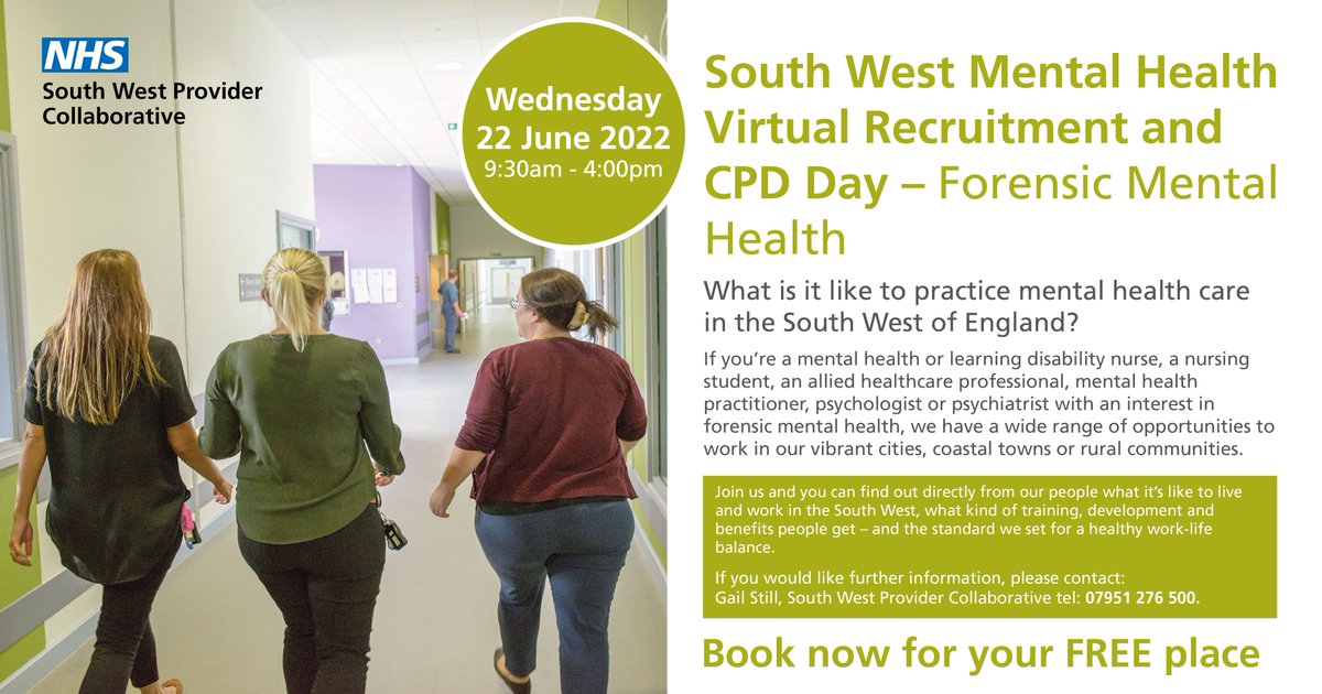 GailLStill's tweet photo. Register now &amp; have a sneak peek at The South West Mental Health Virtual Recruitment Day before 'go live' on Wednesday. See who's exhibiting &amp; book a meeting with our team.

 https://t.co/p2lD62I0Pg

@DPT_NHS @AWPNHS @SomersetFT @CornwallFT @livewellsw @cygnethealth @elysiumcare https://t.co/XAnULPupbK