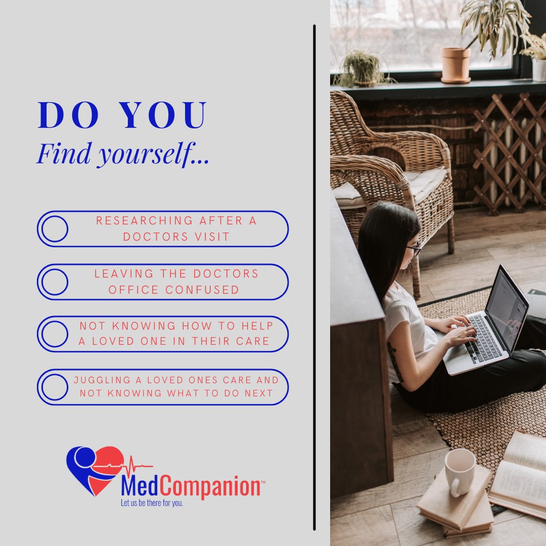 MedCompanionSu1's tweet photo. MedCompanion is THE leading virtual presence to be there for you throughout your entire healthcare journey. Give us a call today to find out how we can be there for you!#healthcare #patientadvocate #letusbethereforyou #patientexperience #virtualcare #MedCompanion #Companioncare https://t.co/wN1tMRrpch