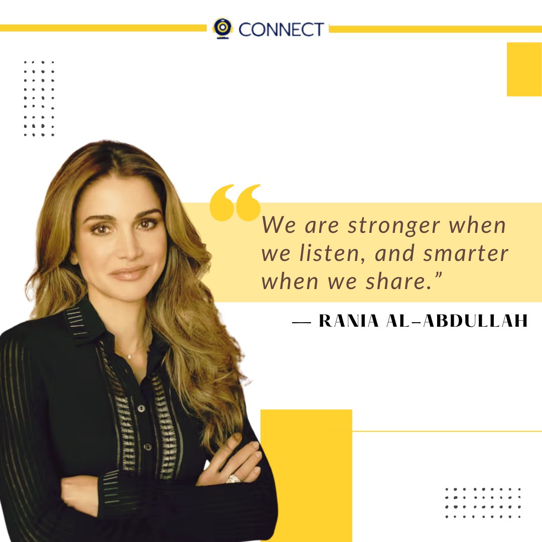 WorkHubConnect's tweet photo. "We are stronger when we listen, and smarter when we share.” — Rania Al-Abdullah

#WorkHubConnect #MondayMotivation #RemoteWork #VideoConferencingSoftware #TeamCommunicationTool #VideoCalls #AudioCalls #TeamMeetings #TeamCollaboration #CollaborationTools #TeamManagement https://t.co/SELSaQAJdB
