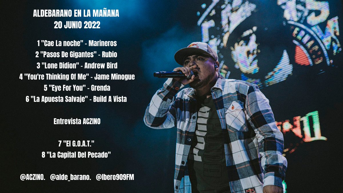 alde_barano's tweet photo. El arranque de semana del #Aldebarano909 llegó con buena música y con una gran plática con @aczino en los micrófonos de @Ibero909FM. Les dejamos la PL y nos seguimos escuchando 9am 🤘🏾.

@omarineros #Rubio @andrewbird #JameMinogue @GrendaOfficial #BuildAVista https://t.co/vDrZYJWFJV