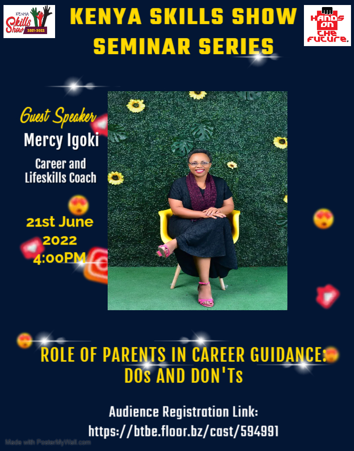 If you missed today's session, we're doing one more! Parents, this one's for you!!! Join us tomorrow at 4:00pm.
Registration link: btbe.floor.bz/cast/594991
<a href="/careercollege11/">College of Career Guidance</a> 
<a href="/tvetinkenya/">Permanent Working Group on TVET in Kenya</a> 
<a href="/GhettoRadio895/">Ghetto Radio</a> 
<a href="/CareersKenya/">Career Guidance Institute (CGI)</a> 
<a href="/MonariPeterJ/">Monari, Peter Joseph Ph.D</a> 
<a href="/CoWAKenya/">CoWA Kenya</a> 
<a href="/capyeikenya/">CAPYEI</a> 
<a href="/ymcakenya1/">YMCA Kenya</a>