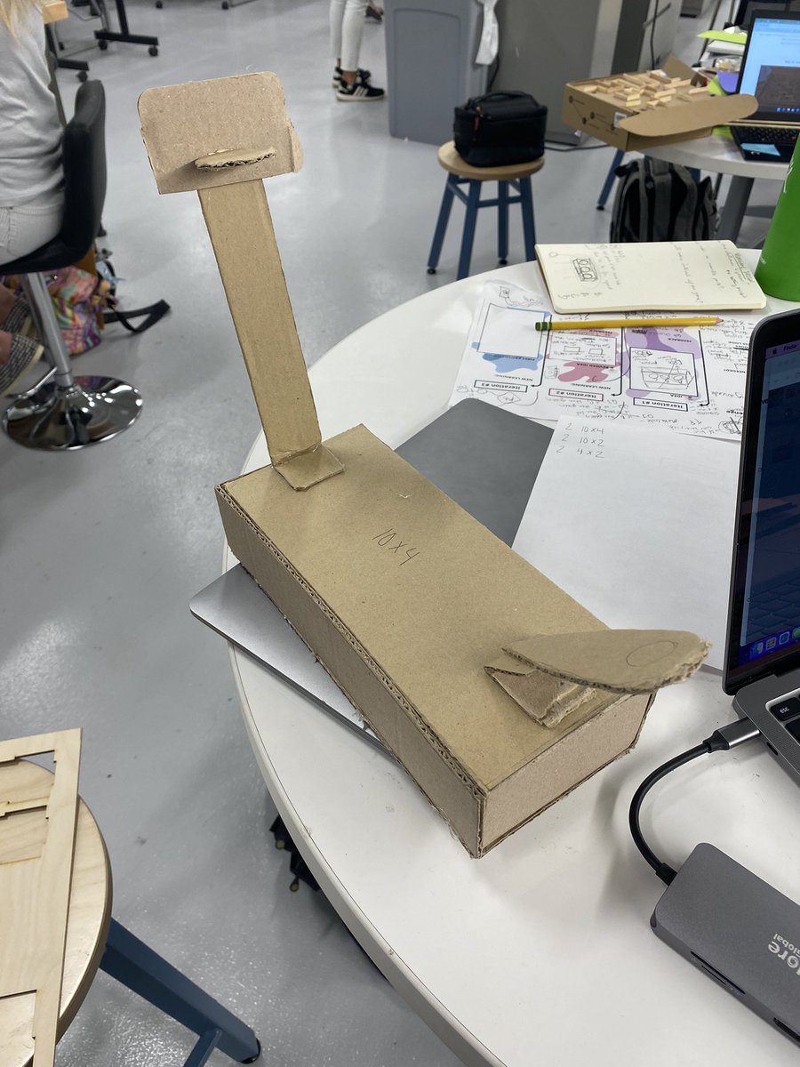 Design Thinking Challenge: Make an arcade game! This is my rapid prototype. Attempting to make a table top basketball game that will keep score! #ChattFab22