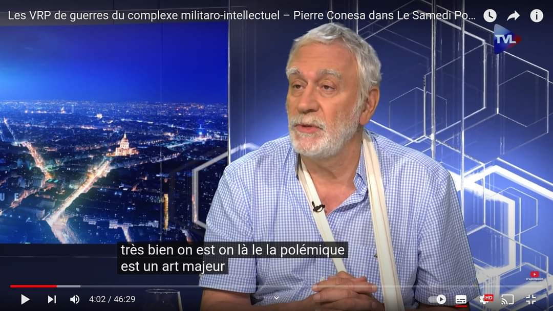 Anne_lev_caz's tweet photo. Vidéo: https://t.co/Em3Ai4kuiC
" Vendre la Guerre " :
« Les VRP de guerres du Complexe militaro-intellectuel »
#TVLibertés, Le Samedi 18 juin 2022. (46mn)
#PierreConesa Pierre Conesa #guerres #Livre #ComplexeMilitaroIntellectuel #GuerreEnUkraine #Russie #Ukraine https://t.co/RudSzhf7TL