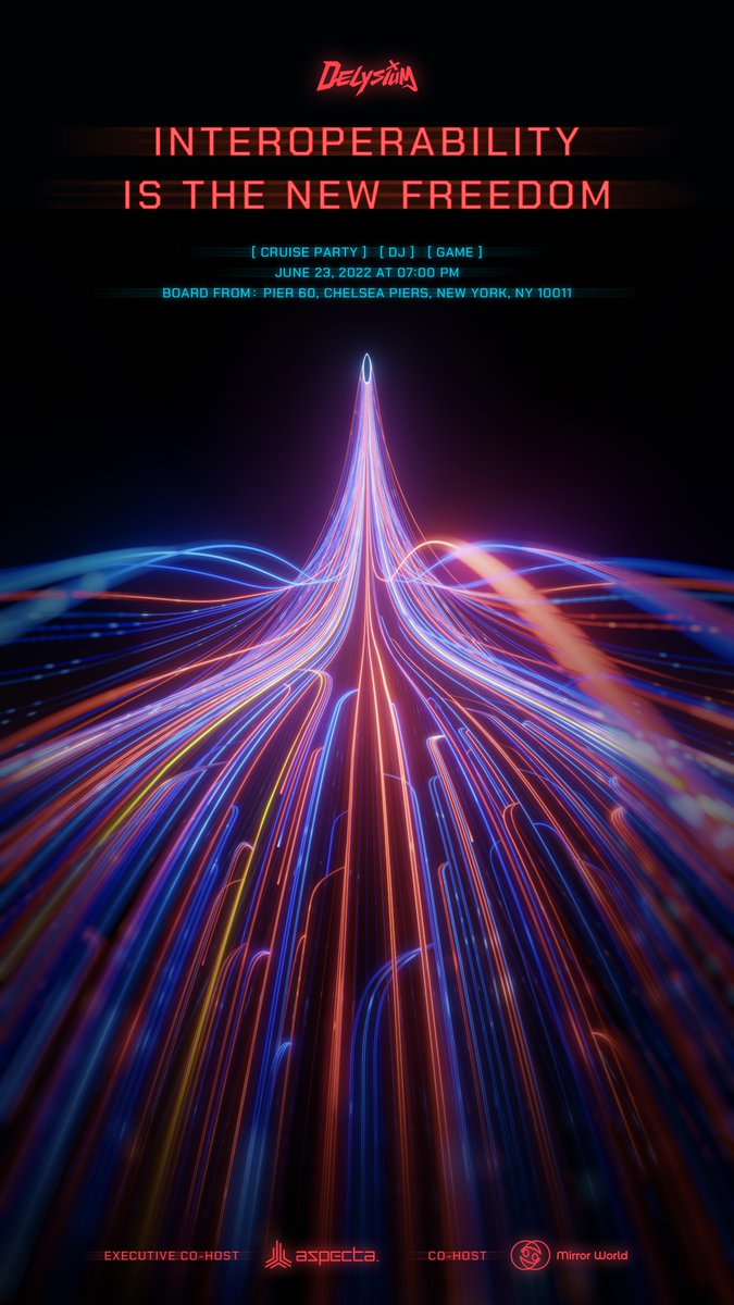 The_Delysium's tweet photo. Surpass your usual cruise parties, we create space for fun and exploration with the help of Executive Co-Host @aspecta_ai and Co-Host @joinmirrorworld

✨Cheers to deeper understanding of INTEROPERABILITY and new civilization of FREEDOM on 6/23🔥

RSVP: https://t.co/jTnQNAOhku https://t.co/NvBn5FTTWh