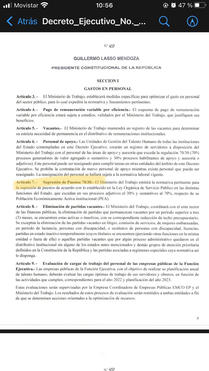 #URGENTE  Decreto Presidencial 457 establece despidos masivos en el sector público, incluído sectores Educación y Salud.
<a href="/LassoGuillermo/">Guillermo Lasso</a> sigue poniendo leña al fuego.
#ParoNacionalEcuador
