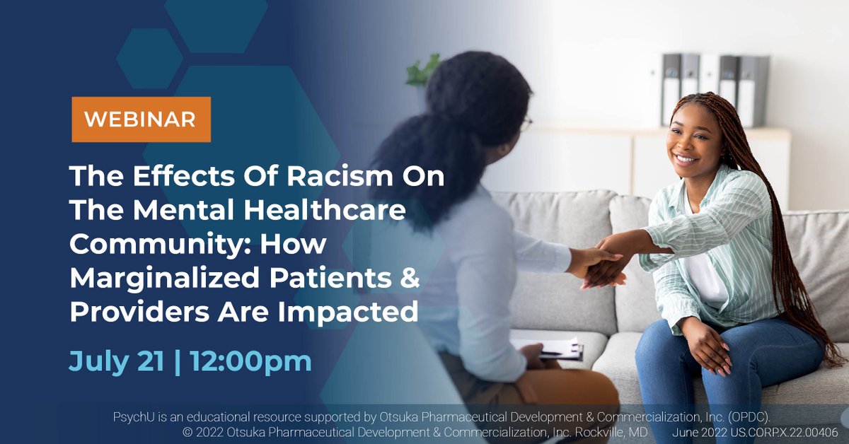 PsychUcommunity's tweet photo. Don’t miss this upcoming #PsychU webinar, “The Effects of #Racism On The #MentalHealthcare Community: How Marginalized Patients & #Providers Are Impacted” with Dr. Napoleon Higgins. Register for 7/21 a1 12pm now!: https://t.co/2AH9SleABM https://t.co/vWdTPpCGeC