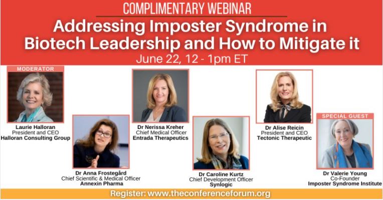 This Wednesday at 12:00 PM ET, our CEO Alise Reicin, MD will serve as a panelist in an important discussion addressing imposter syndrome in biotech leadership. She will be joined by industry leaders as they discuss their experience and how to mitigate it. us02web.zoom.us/webinar/regist…