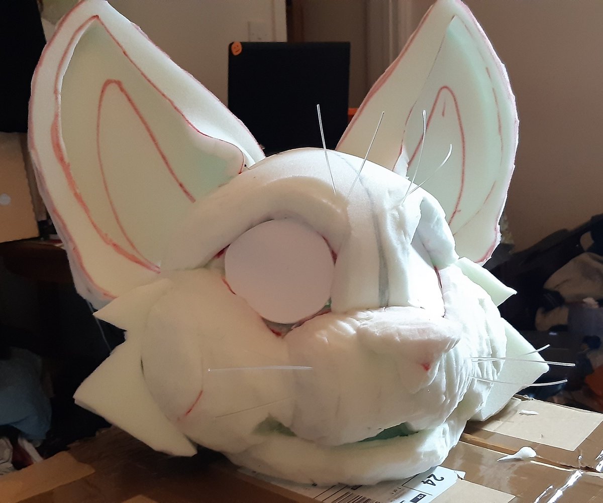 new com wip! the base is almost done #furryfandom #fursuit #FursuitEveryday #fursuitmaker #wip #furry #fursuitwip #headbase #cat #commissionsopen