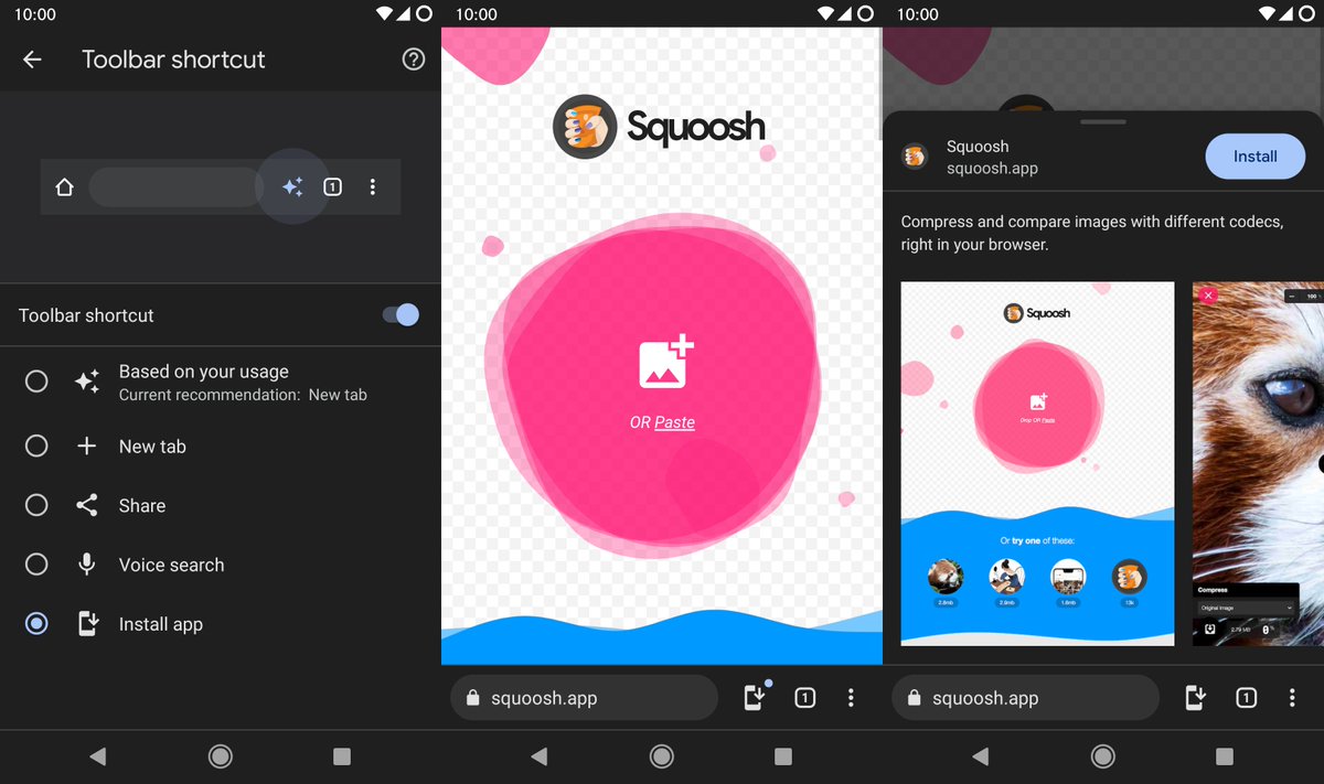 alexey_rodionov's tweet photo. I've visualized my proposal for the PWA install icon in the toolbar on Android. π¨βπ¨
https://t.co/1x1YDM3AoW
@b1tr0t @alexainslie When will it finally be implemented?
#PWA #ProgressiveWebApps #Installability #UX #UserExperience https://t.co/qsX0fdZQDh
