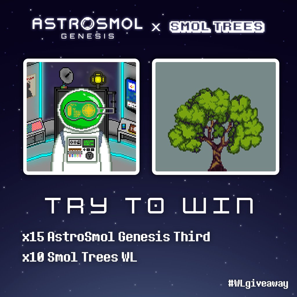 AstroSmol π¨βπ (@astrosmol1) on Twitter photo πAstroSmol x SmolTreesπ
Let's help reforestation from our rocket π₯³
x10 SmolTrees WL π³
x15 AstroSmol Genesis WL Third!π¨βπ
Follow these step :
1οΈβ£Follow <a href="/AstroSmol1/">AstroSmol π¨βπ</a> + @Smol_Trees
2οΈβ£RT, Like (bonus tag friends)
3οΈβ£Join : discord.gg/AstroSmol
End in 48h π°οΈ πAstroSmol x SmolTreesπ
Let's help reforestation from our rocket π₯³
x10 SmolTrees WL π³
x15 AstroSmol Genesis WL Third!π¨βπ
Follow these step :
1οΈβ£Follow <a href="/AstroSmol1/">AstroSmol π¨βπ</a> + @Smol_Trees
2οΈβ£RT, Like (bonus tag friends)
3οΈβ£Join : discord.gg/AstroSmol
End in 48h π°οΈ