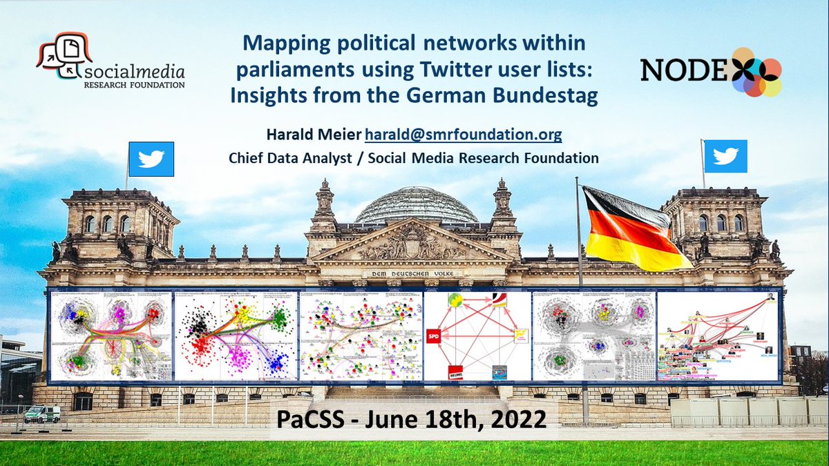 DigitalSpaceLab's tweet photo. Here is the slide deck of my presentation at the great #PaCSS conference: "Mapping political networks within parliaments using Twitter user lists: Insights from the German Bundestag".
#NodeXL #PolNet #DataViz #networks
https://t.co/4h2JTt6QVC https://t.co/WQqXpPno74