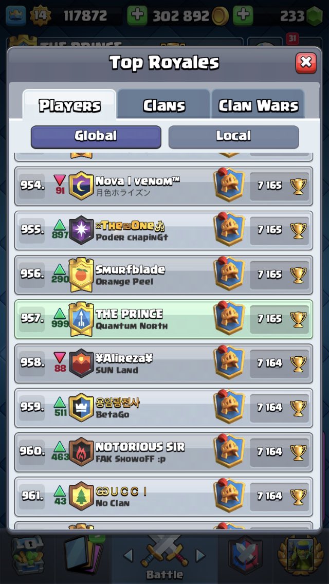 ThePrince_CR's tweet photo. I haven’t played the game in a long time, first push and top 1k easily lmaooo, top 150 incoming https://t.co/JFA7H5eNU9
