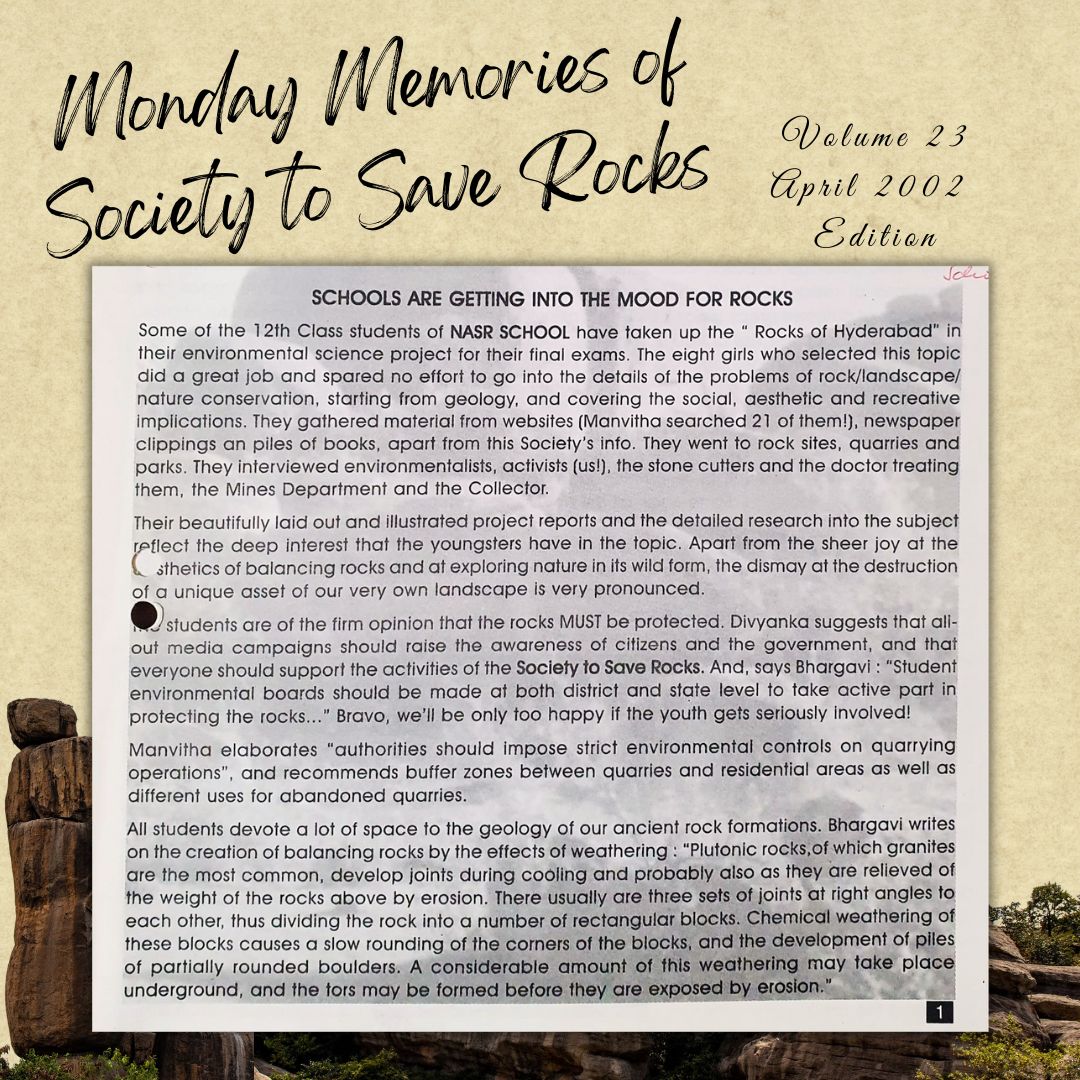 SaveRocks's tweet photo. “𝐌𝐨𝐧𝐝𝐚𝐲 𝐌𝐞𝐦𝐨𝐫𝐢𝐞𝐬” 

#Societytosaverocks #TimesofIndia #IndianExpress #ArvindkumarIAS #KTR #BBCEarth #IshaFoundation. https://t.co/2qtgYX5fF5