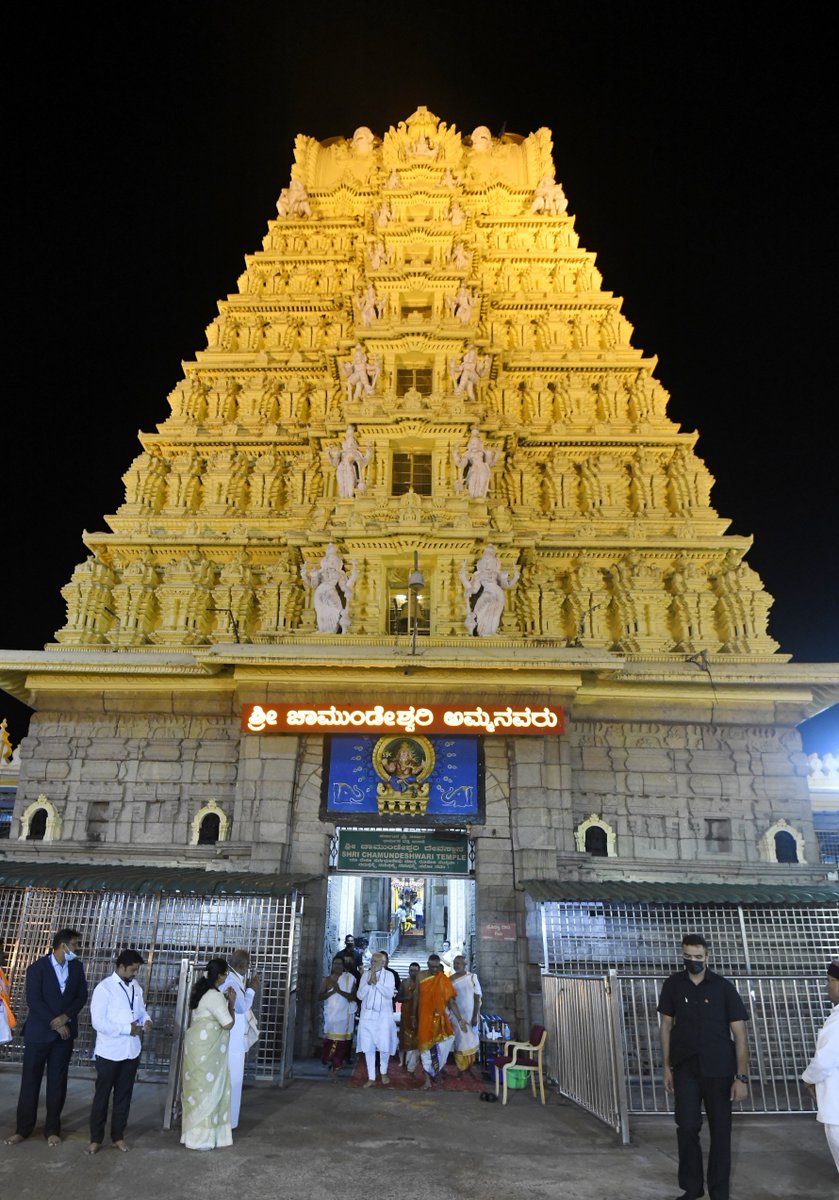 Prayed at the Sri Chamundeshwari Temple in Mysuru.