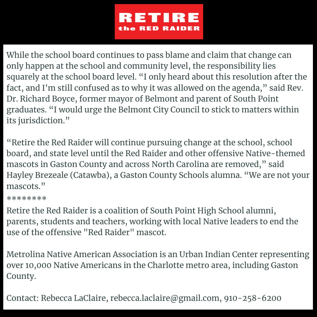 RetireRedRaider's tweet image. FOR IMMEDIATE RELEASE: Two years into the Retire the Red Raider Effort, Belmont City Council Demonstrates Willful Ignorance of the Harms of the Red Raider Mascot