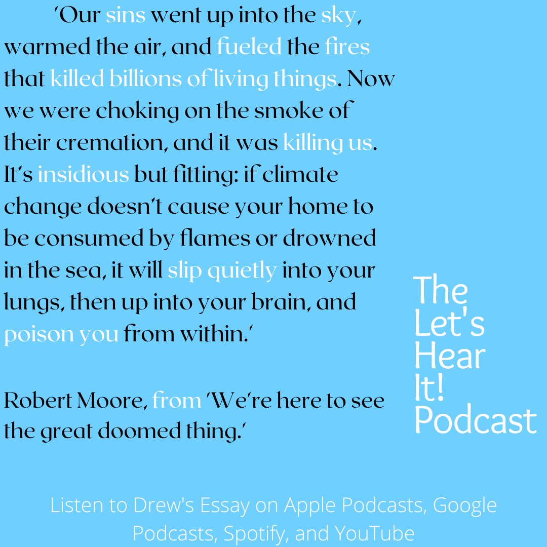 8 stories talking about a small part of our lives. Start with <a href="/robertmoor_/">𝐑𝐨𝐛𝐞𝐫𝐭 𝐌𝐨𝐨𝐫</a>  We're here to see the great doomed thing, as he views the fragility of the body, and our actions on the earth. linktr.ee/letshearitaudio
introduced by <a href="/gordon_sri/">Sri Gordon</a> post by <a href="/ChrisOgleVO/">Chris Ogle Voice Over</a> <a href="/letshearitaudio/">Let's Hear It!</a>