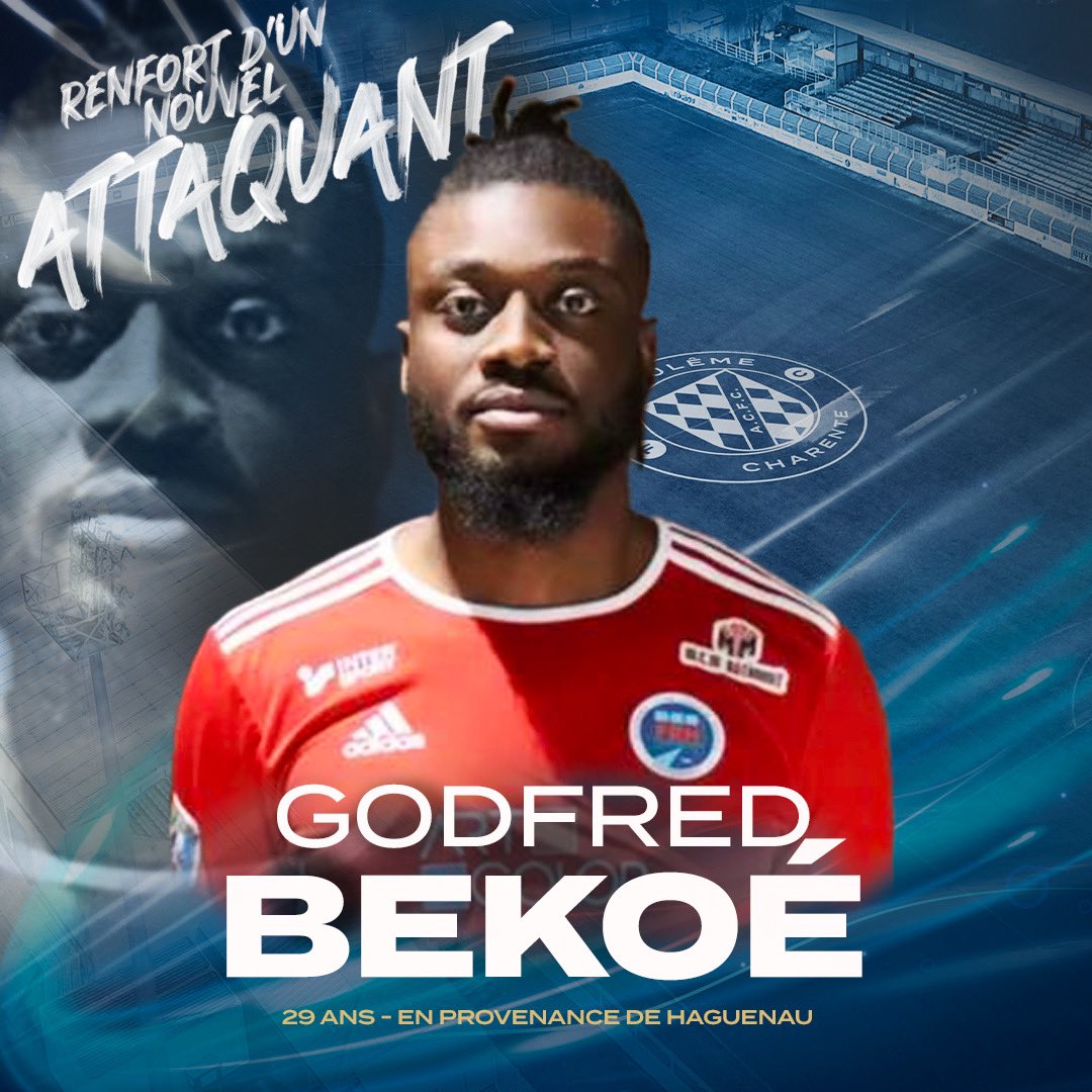 ACFC_16's tweet photo. 🚨INFO MERCATO

🤝 Bienvenue à Godfred Bekoé en provenance de Haguenau pensionnaire de N2 ! 

Joueur confirmé de N2 avec 5 saisons, notre nouvel ailier apportera sa vitesse dans notre couloir droit.

#MERCATOACFC #ACFC #Saison20222023 https://t.co/IKy8PvOtre