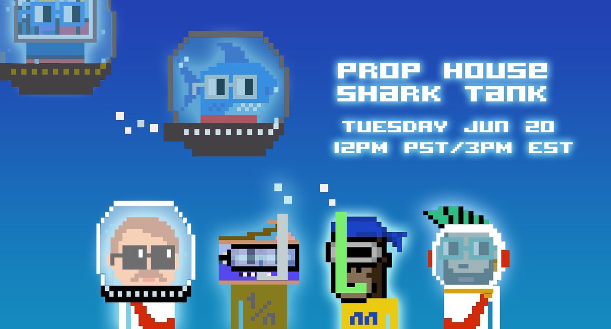 Join us for our third installment of Prop House Shark Tank, live in 1H! 

Some promising Proposers from this round of #Launchpad will give their pitches to Nouner <a href="/niftynaut/">niftynaut</a> + <a href="/nouncil/">Nouncil</a> reps @cdt_eth &amp; <a href="/JoelCares_/">Joel Cares</a> (+ host <a href="/toady_hawk/">Toady Hawk</a>) See you all in the tank! 

Set reminder 👇