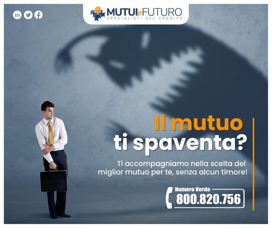 MutuieFuturo's tweet photo. Il mutuo ti spaventa?
Ti accompagniamo nella scelta del miglior mutuo per te, senza alcun timore https://t.co/WWt9MFpph9