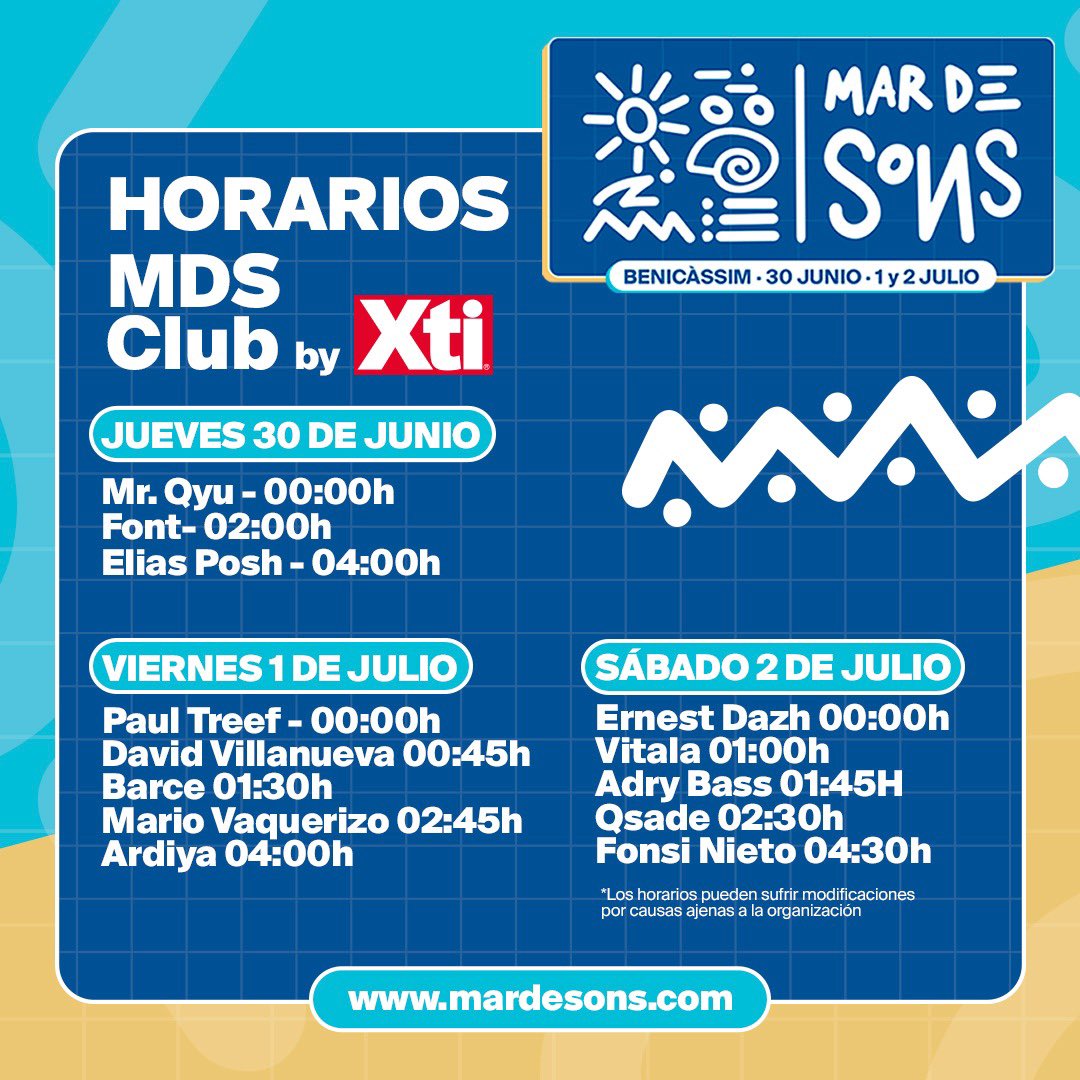 TonyAguilarOfi's tweet image. Sólo faltan 10 días!!! 🔥

Estos son los horarios de la zona de electrónica donde los DJs van a darlo todo en las noches de @MardeSons_

Menuda fiesta tenemos preparada ¿Te lo vas a perder? Hazte con tu abono o entradas diarias ya en mardesons.com/events