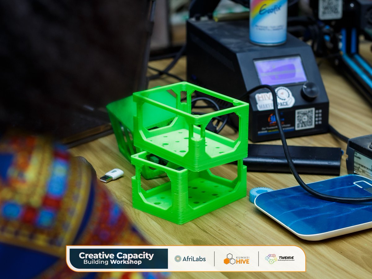 KumasiHive's tweet photo. This joint project with Twende Social Innovation Centre, Tanzania forms part of the winning grant from Afrilabs to pursue capacity building and hardware development in Africa

#HiveTraining #HiveImpact #CCBWorkshop #CreativeCapacityBuilding #CreativeCapacity #Workshop #3DPrinting https://t.co/1Cblvj1P7k