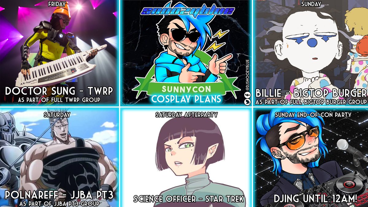 DJSnoozyBlue's tweet photo. I'm at @SunnyAnimeExpo this weekend and thrilled to be back playing the Sunday End-Of-Con Party! Come say hello if you see me about! https://t.co/BFfsGjoFNS