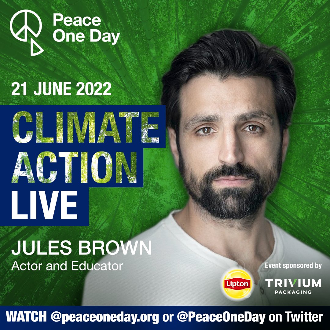 PeaceOneDay's tweet image. Peace One Day is pleased to announce that Actor and Educator Jules Brown will be joining us for Climate Action Live 21 June. Follow our social media for announcements, and visit peaceoneday.org for more info. #ClimateActionLive