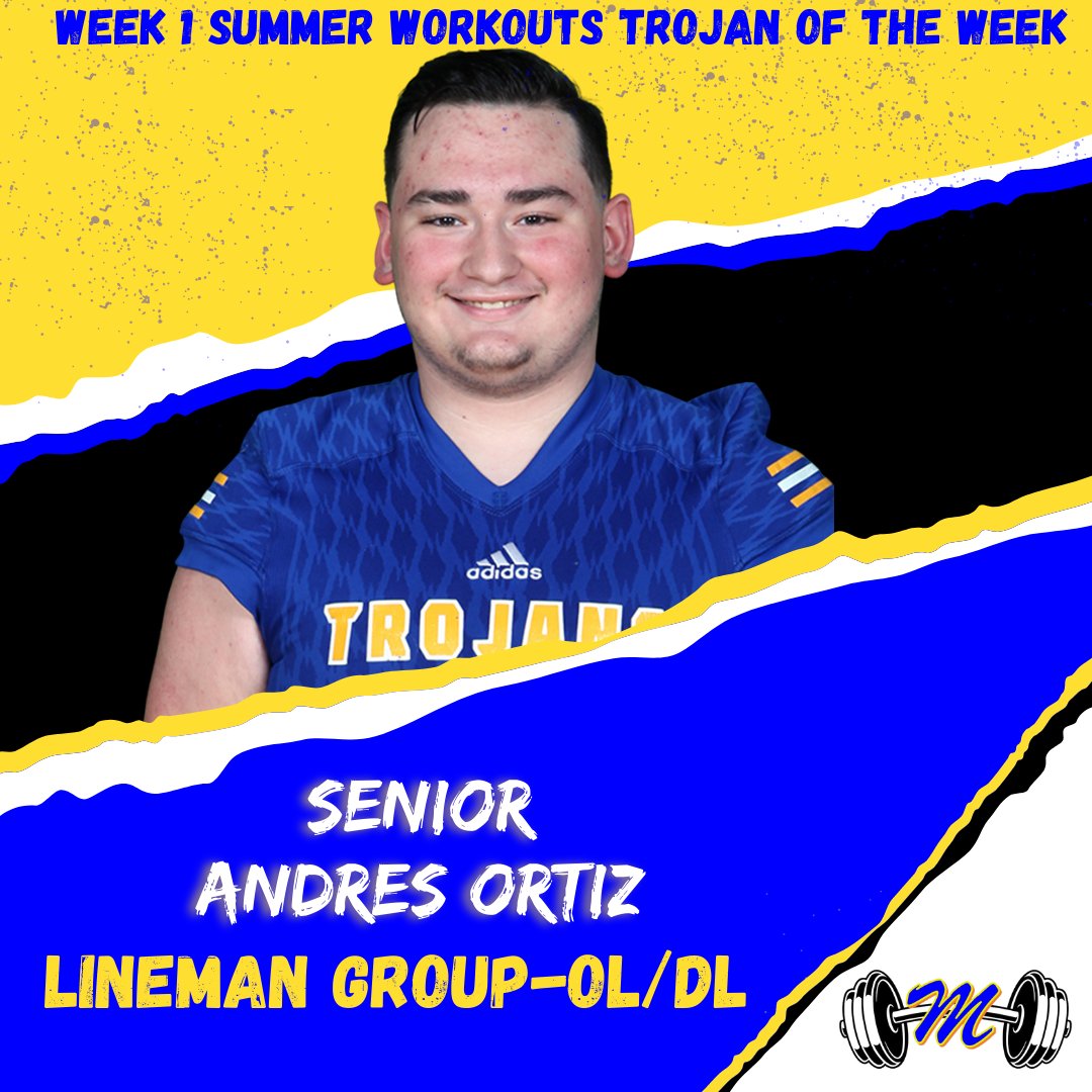 Our Week 1 Summer Trojans of The Week: 
Skill Group- 2025 ATH Jai'hum "J.C" Cook 
Hybrid Group- 2023 QB Jon-Michael Ortega
Lineman Group- 2023 OL/DL Andres Ortiz
Congrats to these young men who worked hard and showed great leadership throughout the week.
#TrojanPride🔵🟡