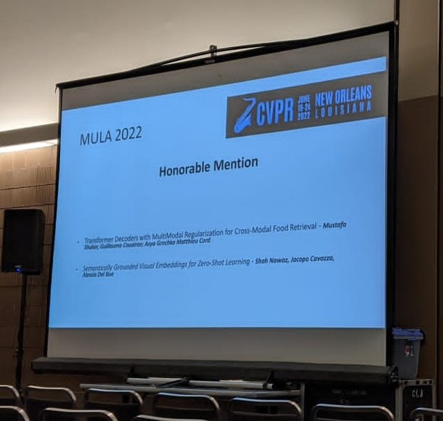Honourable mention for our paper in the MULA workshop <a href="/cvpr2020/">cvpr2020</a> "Semantically Grounded Visual Embeddings for Zero-Shot Learning" with <a href="/Shahnawazgrewal/">Shah Nawaz</a> <a href="/I4c0p0/">Jacopo Cavazza</a> and <a href="/alessiodelbue/">Alessio Del Bue</a>