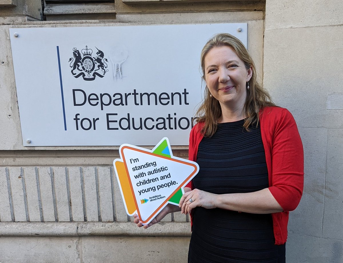 Privileged to be standing with autistic children and young people today as they shared their thoughts with <a href="/willquince/">Will Quince</a> on the #SENDReview