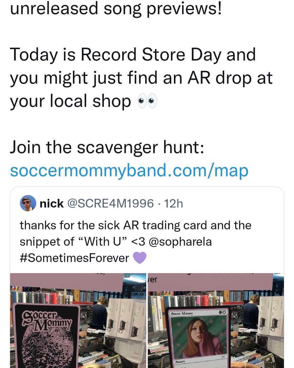 dropsAR's tweet image. Check out our latest collaboration, a global AR trading-card scavenger hunt for the amazing, @sopharela, to promote her forthcoming album, SOMETIMES, FOREVER.

#webar