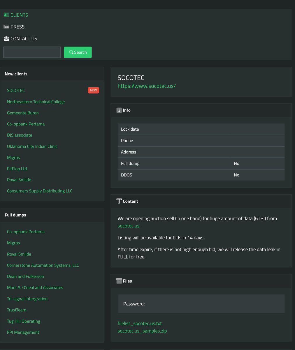 sloppy_bear's tweet photo. Suncrypt #ransomware group has added American construction consulting firm SOCOTEC to their alleged victims list. https://t.co/yFkWY1bXj1