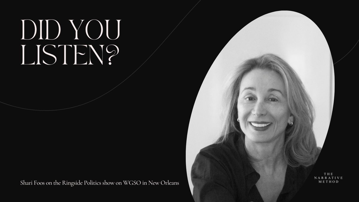 NarrativeMethod's tweet photo. TNM founder Shari Foos joined Jeff Crouere on the Ringside Politics show on WGSO Talk Radio 990AM in New Orleans last week to talk about human connection and The Narrative Method. You can listen now at https://t.co/VVy4v0m5Nr https://t.co/3690U6uYO3
