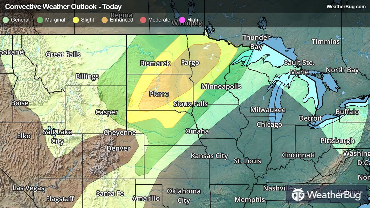 A severe weather outbreak is becoming increasingly likely in the Dakotas and Minnesota this afternoon into the evening hours. Details: https://t.co/ShlrmiRLAC https://t.co/6RVLSQDbZe