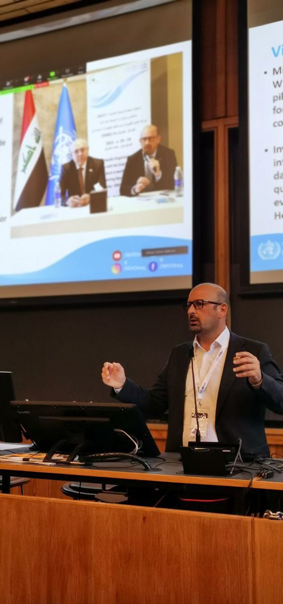 DrAhmedZouiten's tweet photo. Honored to take part in a panel discussion during the @dhis_2 Annual Conference 2022 and address hundreds of participants at @UniOslo about the progress made by @WHOIraq to implement health management information systems in #Iraq using #DHIS2 platform. https://t.co/7v1dY8ocXz