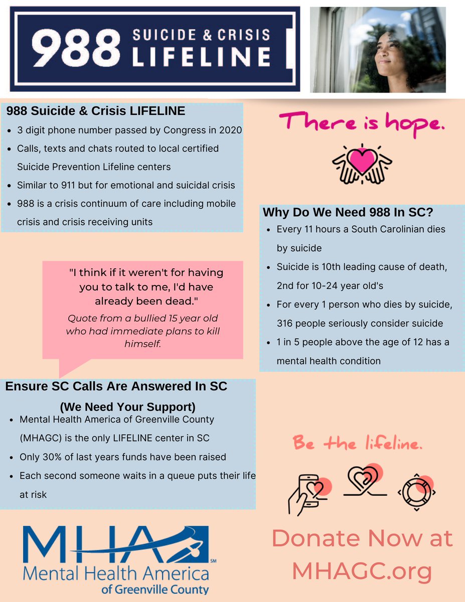 mhagreenville's tweet photo. Big Change are coming. Help Support South Carolina's only Lifeline call center #continuumofcare #crisisintervention #suicideprevention #SouthCarolina 
https://t.co/6DNtmrScA8 https://t.co/aGQK7pKHQA