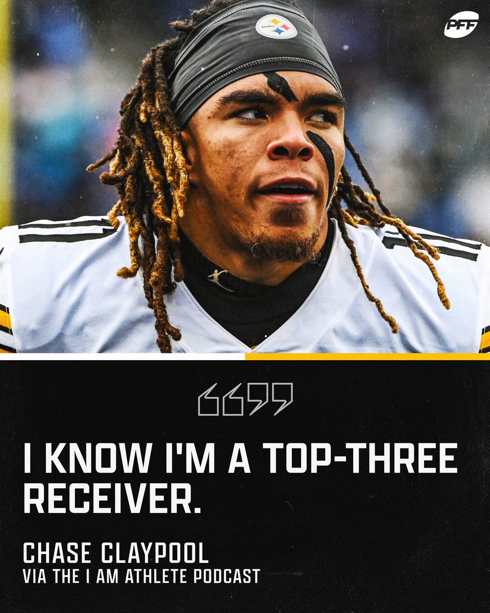 PFF's tweet photo. Chase Claypool says he’s a Top-3️⃣ WR in the league 👀 https://t.co/W9WjFWIrRa